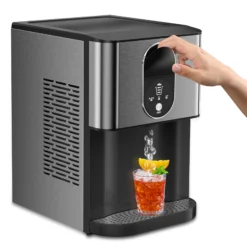COWSAR 33-lb Ice Storage 44-lb Ice Per day Countertop or portable Nugget/Pebble Ice Maker (Black Stainless Steel)