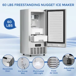 COWSAR 66-lb Ice Per day Nugget Ice Maker (Stainless Steel)