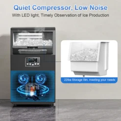 COWSAR 22-lb Ice Storage 66-lb Ice Per day Cubed Ice Maker (Stainless Steel)