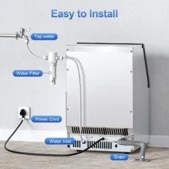 COWSAR 22-lb Ice Storage 80-lb Ice Per day Cubed Ice Maker (Stainless Steel)