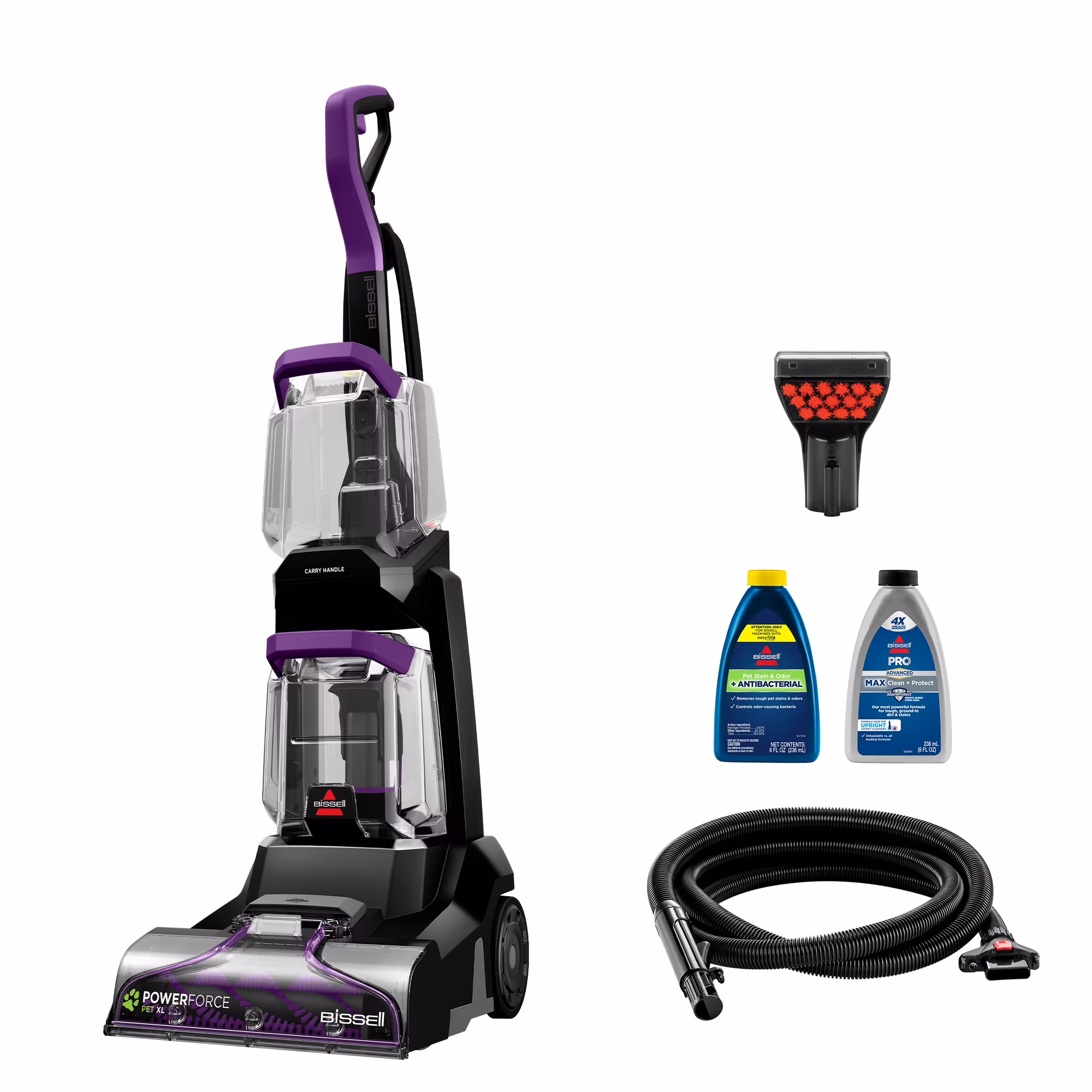 BISSELL PowerForce Pet XL Upright Deep Cleaner, for Carpet and Upholstery, 10" Clean Path, Above Floor Cleaning, Large Clean Tank, Lightweight, 3748, Black