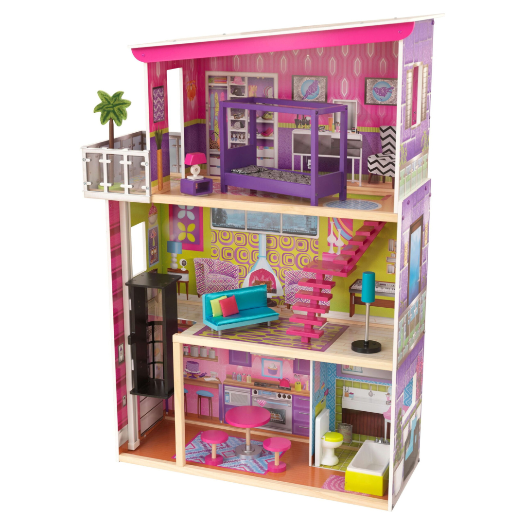 KidKraft Super Model Wooden Dollhouse with Elevator and 11 Accessories