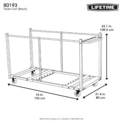 Lifetime Table Cart with Heavy Duty Steel, Black Sand Finish, 80193