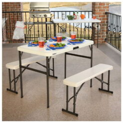 Lifetime Folding Polyethylene Picnic Table with Benches, 80373