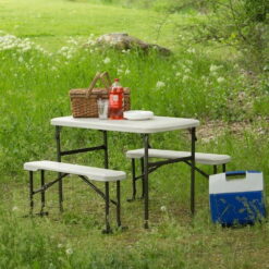 Lifetime Folding Polyethylene Picnic Table with Benches, 80373