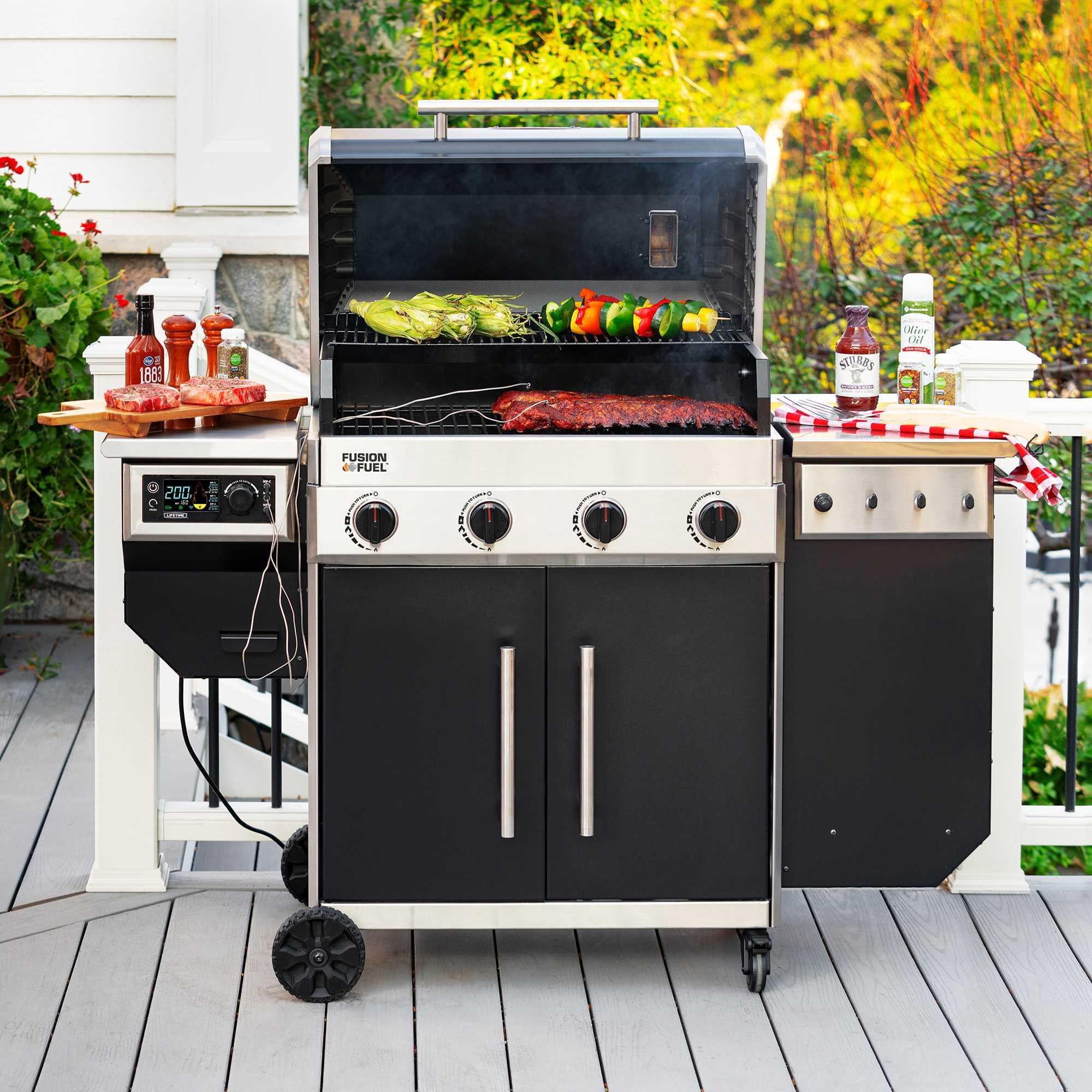 Lifetime 4 Burner Gas Grill and Wood Pellet Smoker Combo