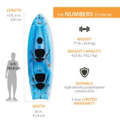 Lifetime Envoy 10.5 Ft. Sit-on-Top Tandem Kayak, Sky Fusion (91192)