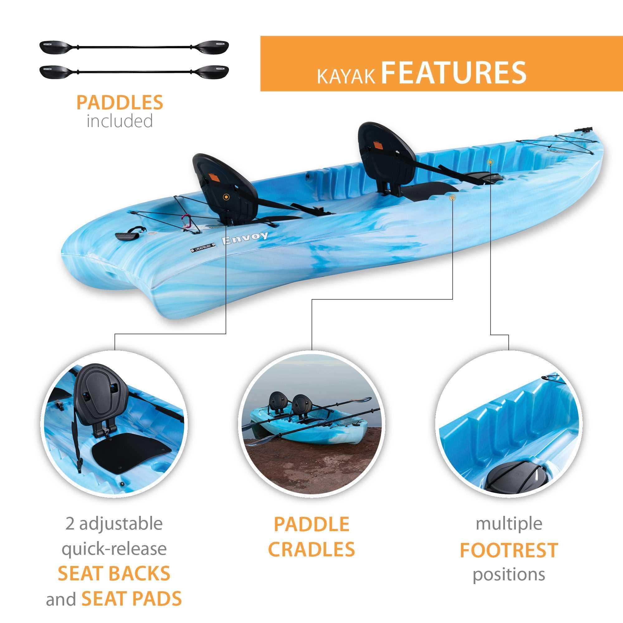 Lifetime Envoy 10.5 Ft. Sit-on-Top Tandem Kayak, Sky Fusion (91192)