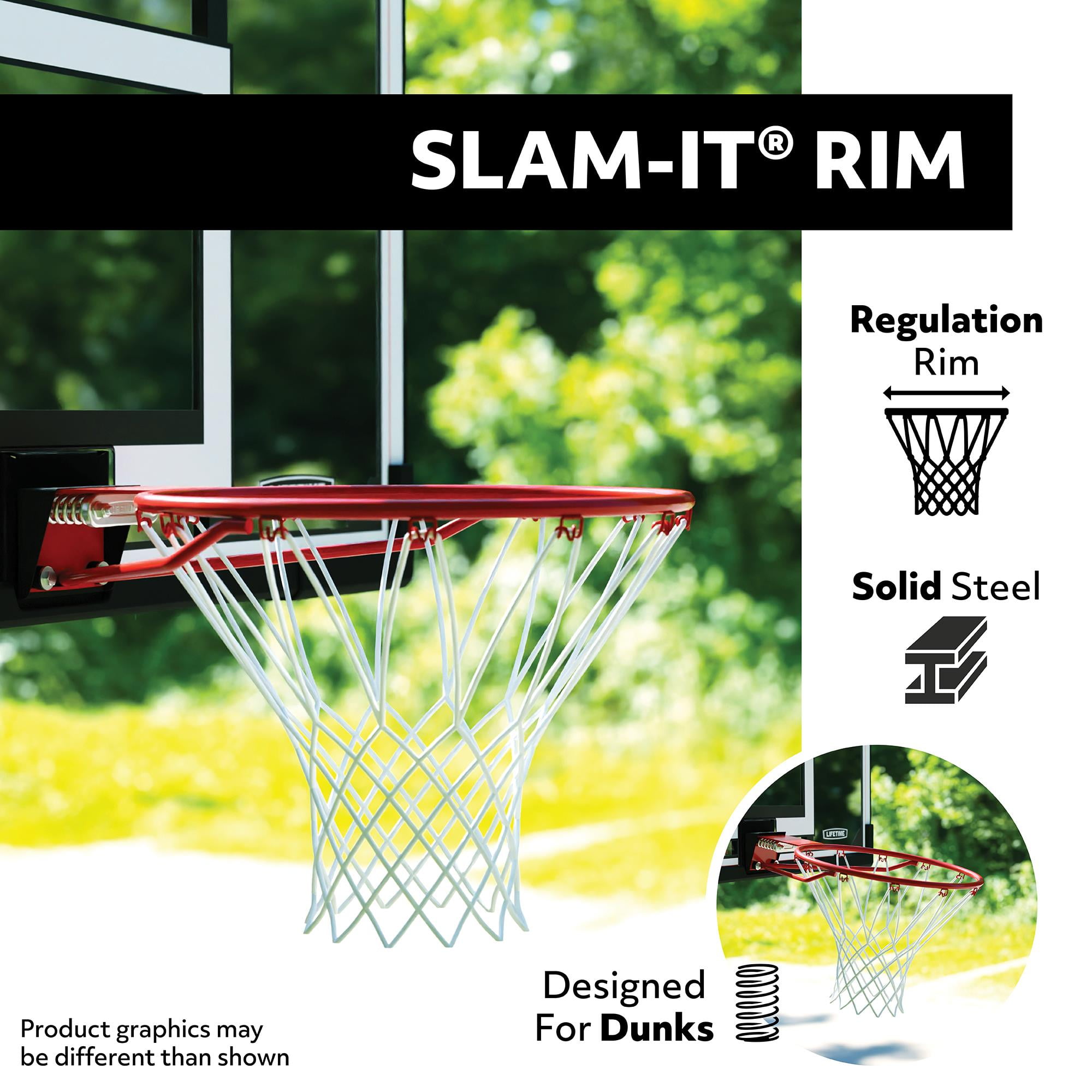 Lifetime 44-Inch Shatterproof Portable Basketball Hoop with Telescoping Adjustment & Slam-It Rim 90033