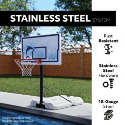 Lifetime 44-Inch Poolside Impact Portable Basketball Hoop with Classic Rim 91213