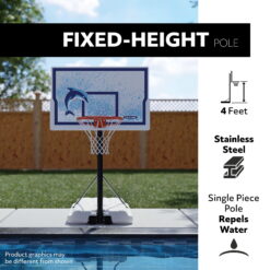Lifetime 44-Inch Poolside Impact Portable Basketball Hoop with Classic Rim 91213