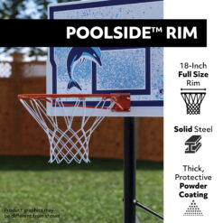 Lifetime 44-Inch Poolside Impact Portable Basketball Hoop with Classic Rim 91213