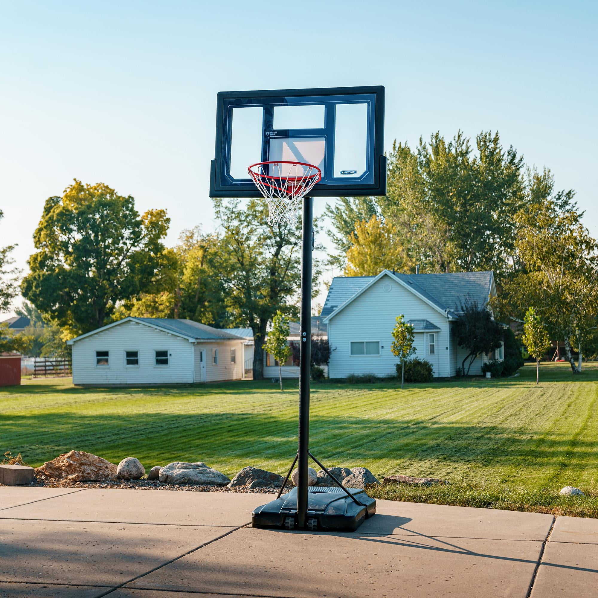 Lifetime 8' - 10' Portable Adjustable Height 50" Shatterproof Outdoor Basketball System (1529)