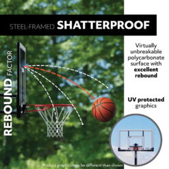 Lifetime 54-Inch Shatterproof Portable Basketball Hoop with Power Lift Adjustment & slam-It Pro Rim 90600