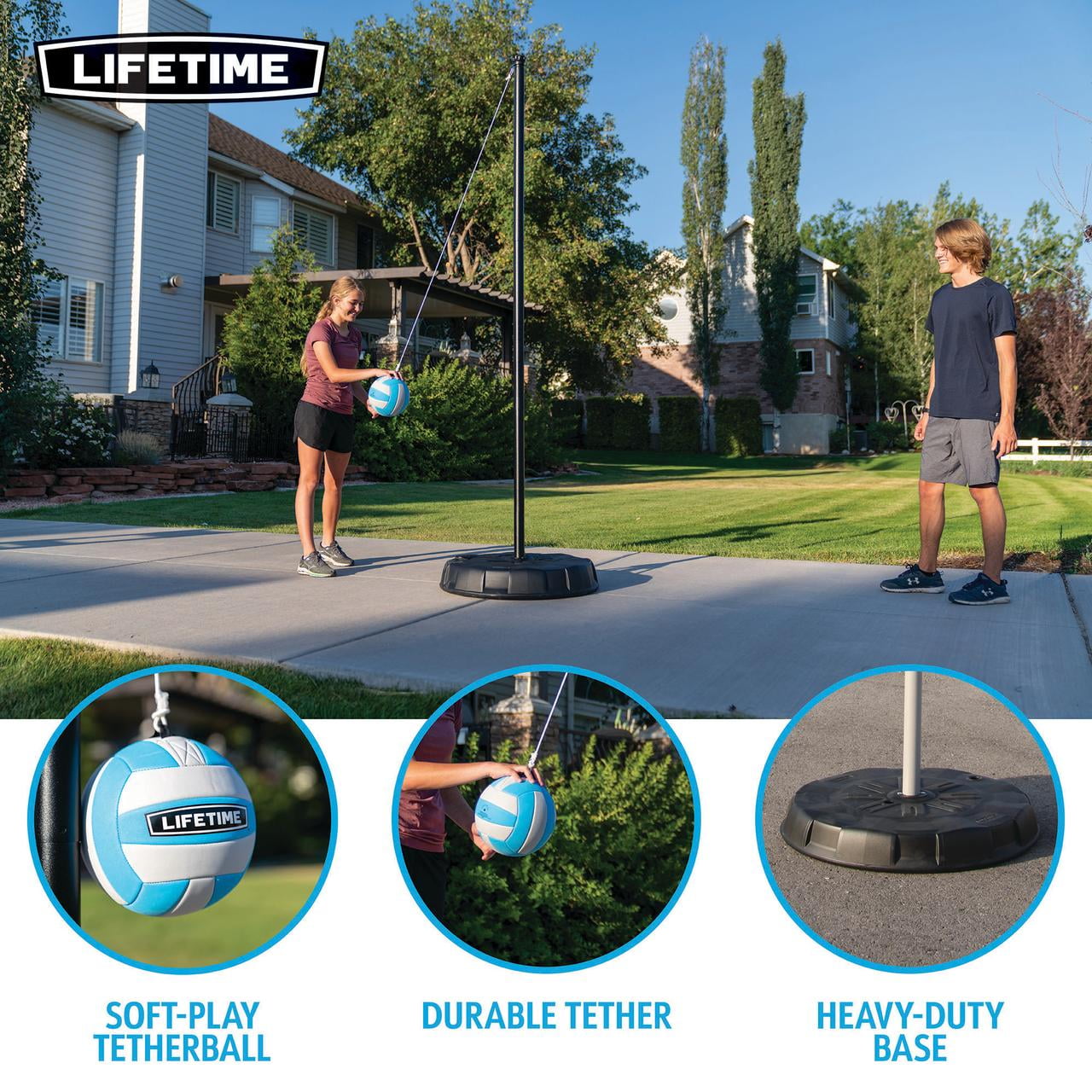 Lifetime Portable 96" Tetherball System with Steel Pole, Ball and Cord and Polyethylene Base (90029)