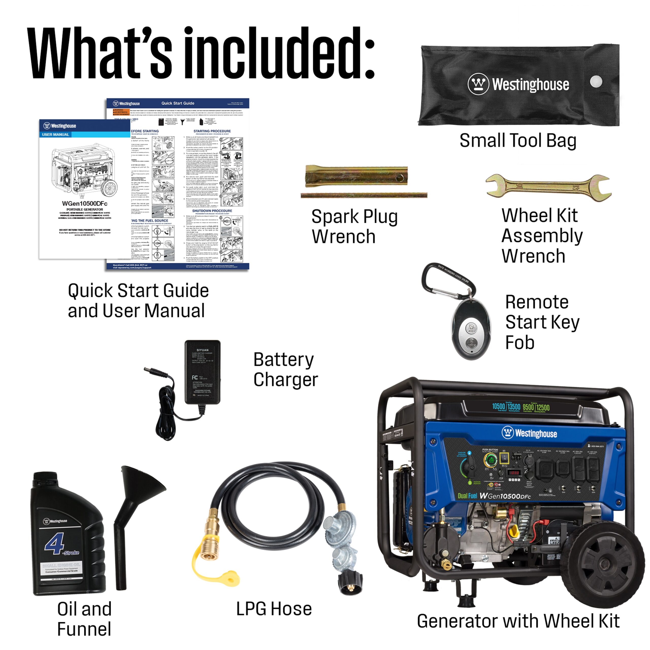 Westinghouse WGen10500DFc Remote Start 13500 / 10500 -Watt Dual fuel Portable Generator