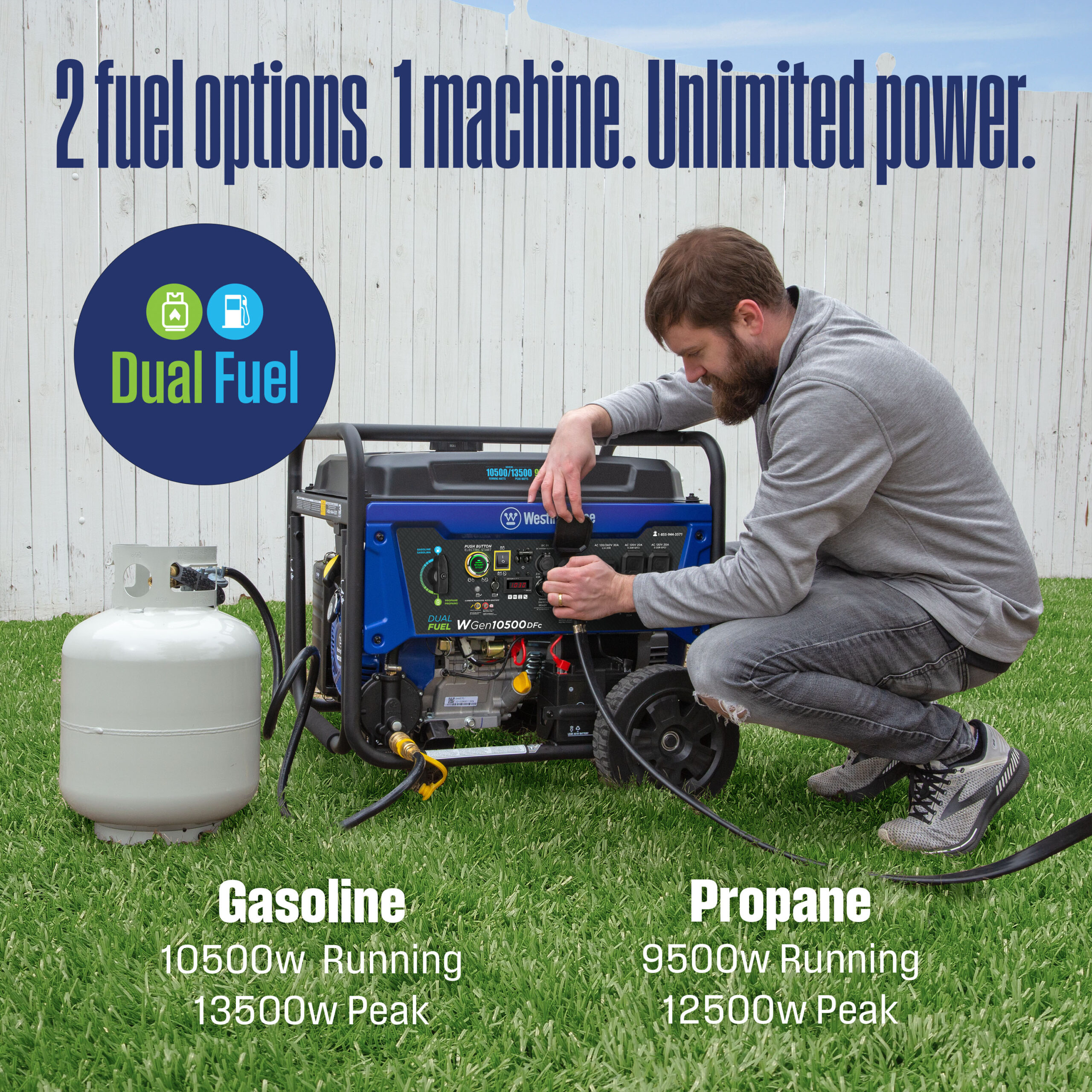 Westinghouse WGen10500DFc Remote Start 13500 / 10500 -Watt Dual fuel Portable Generator