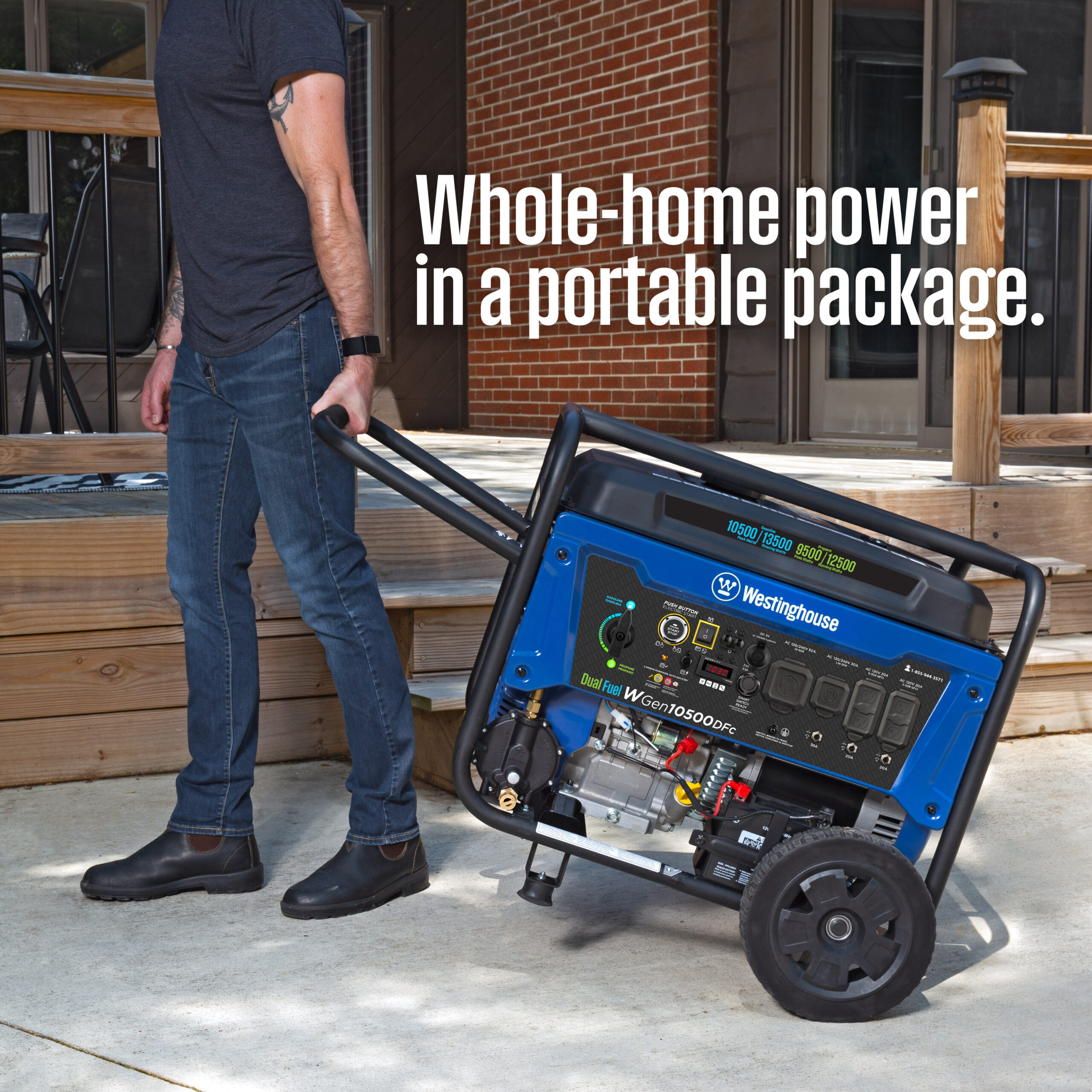 Westinghouse WGen10500DFc Remote Start 13500 / 10500 -Watt Dual fuel Portable Generator
