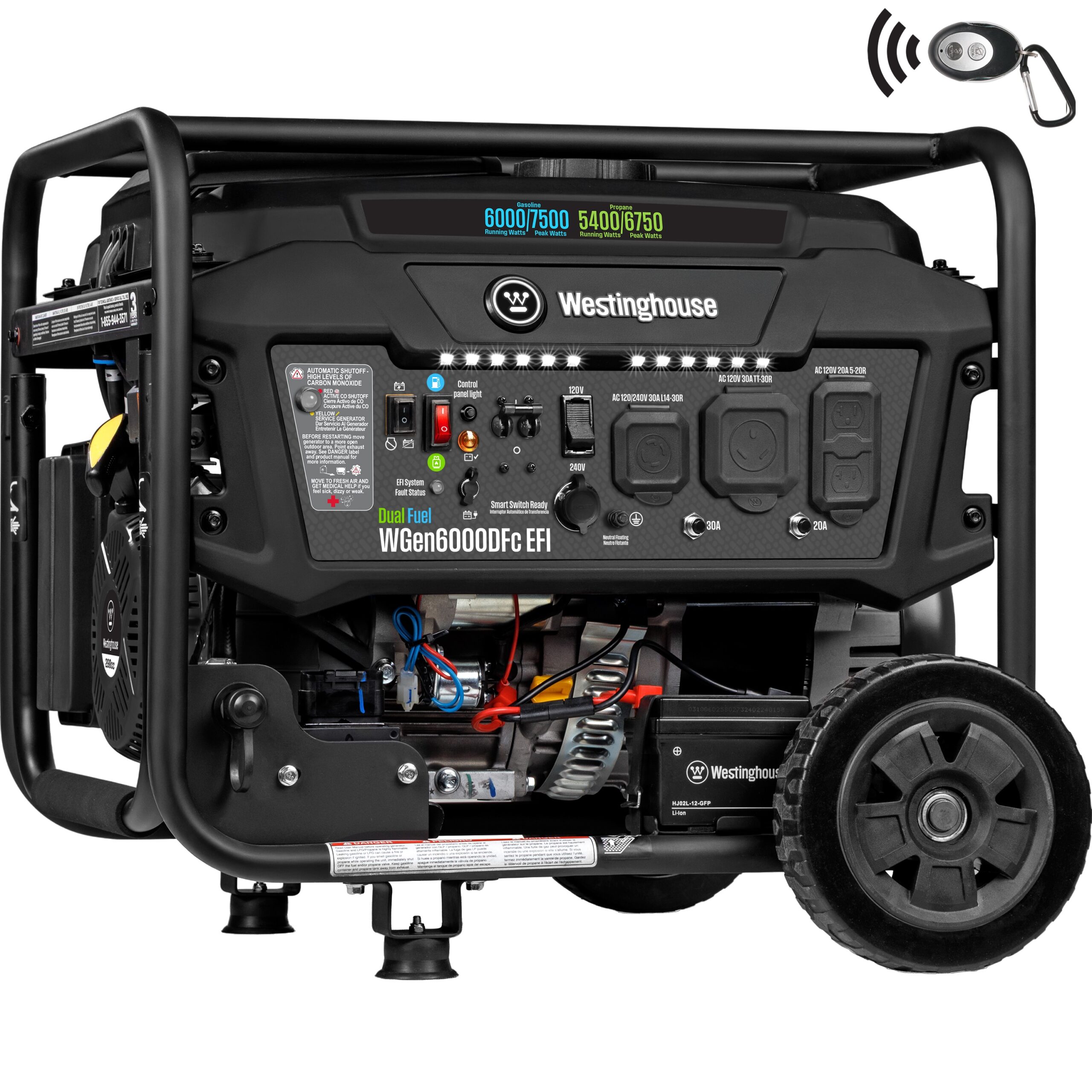 Westinghouse : WGen6000DFc EFI 50 State Remote Electric Start 7500 / 6000 -Watt Dual fuel Portable Generator