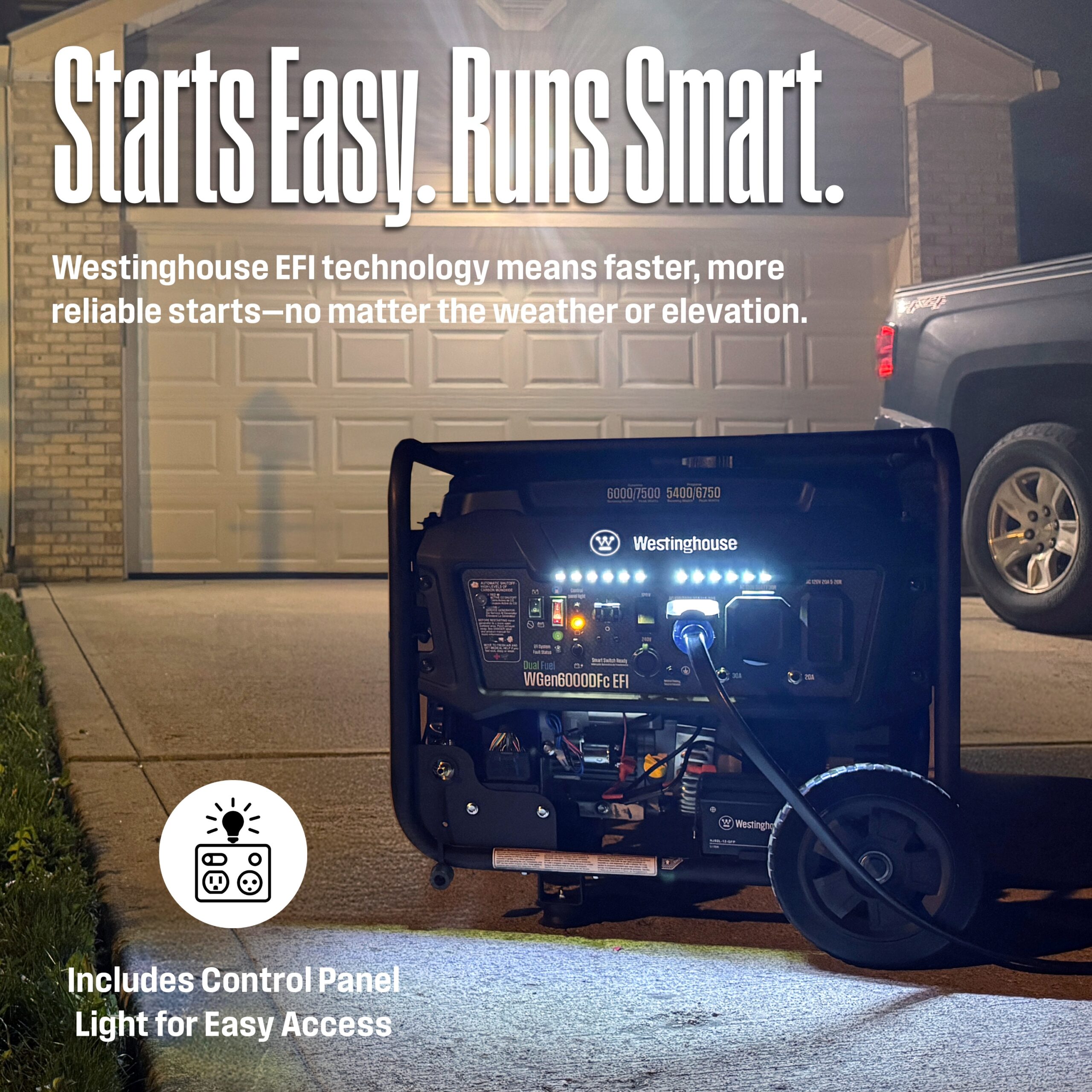 Westinghouse : WGen6000DFc EFI 50 State Remote Electric Start 7500 / 6000 -Watt Dual fuel Portable Generator