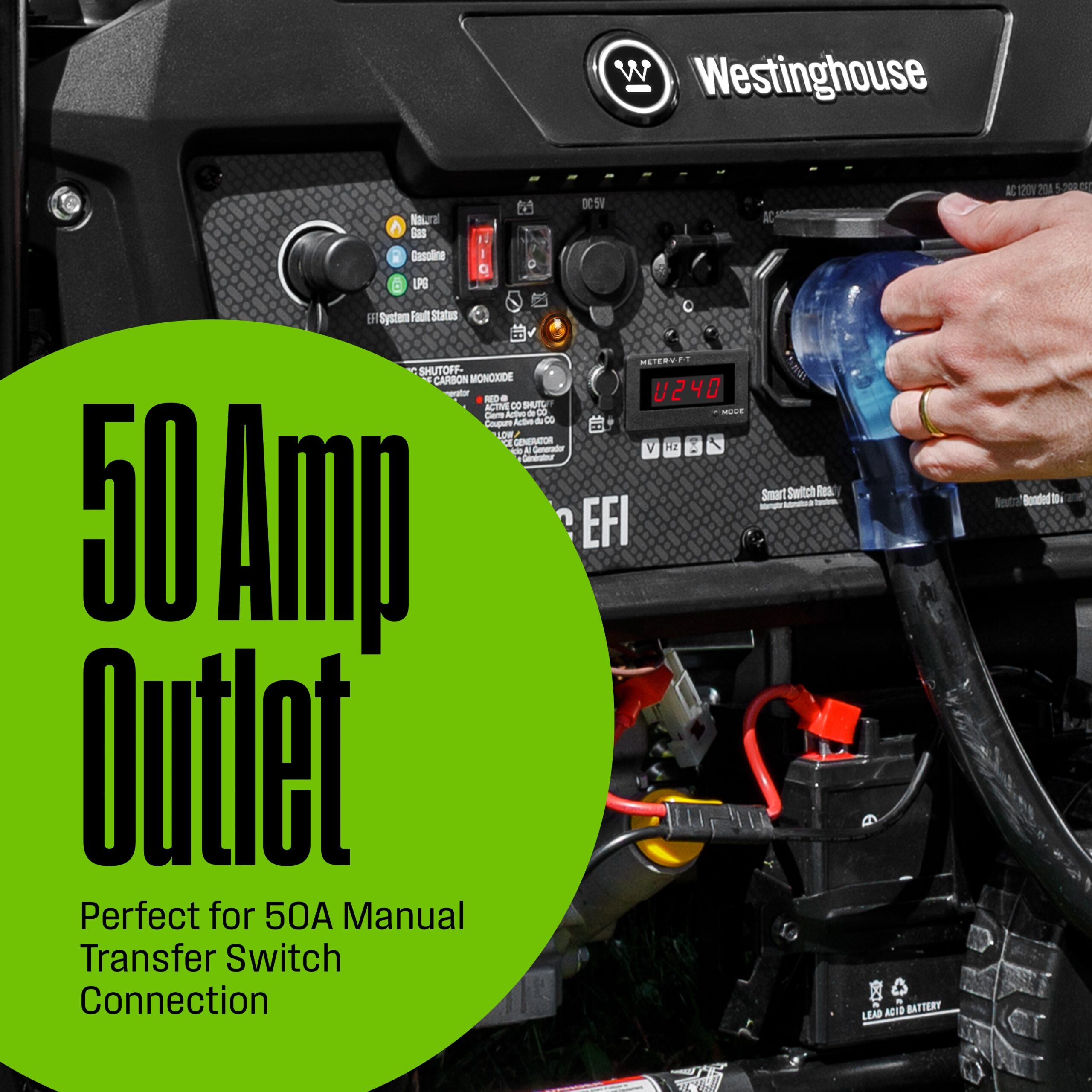 Westinghouse WGen9500TFc EFI 50 State Remote Electric Start 12500 / 9500 -Watt Tri fuel Portable Generator