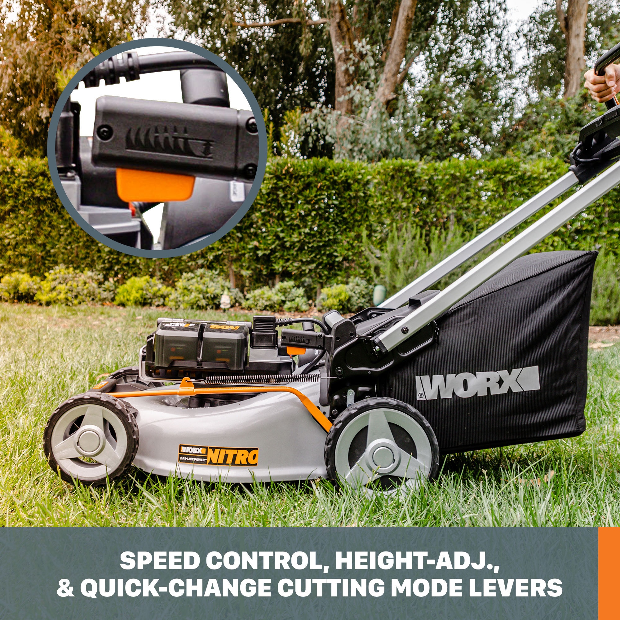 WORX Nitro Power Share 80-volt, 21-in Self Propelled Walk Mower with (4 x 20-volt) 5 Ah Batteries