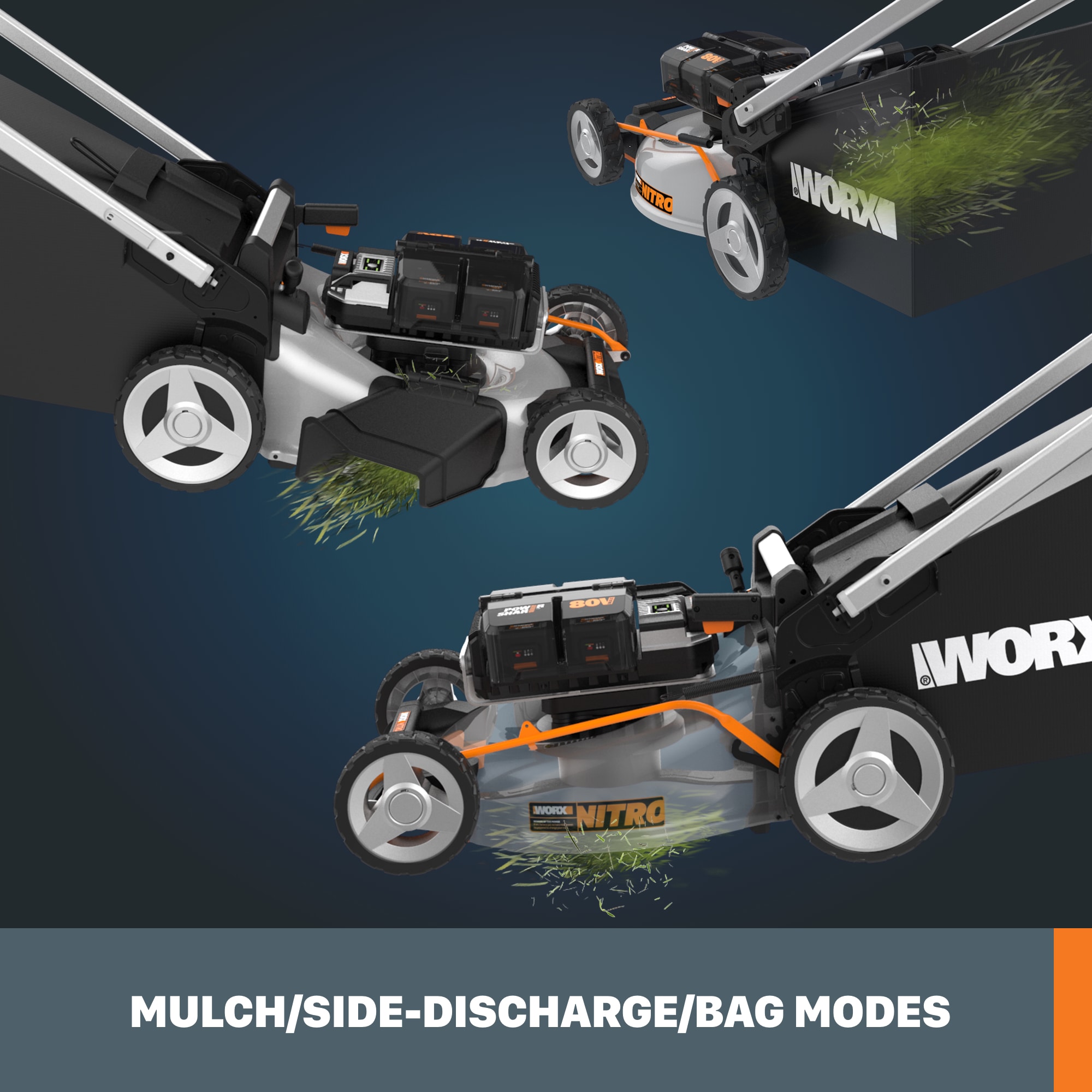 WORX Nitro Power Share 80-volt, 21-in Self Propelled Walk Mower with (4 x 20-volt) 5 Ah Batteries