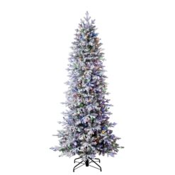 Tree Classics by Balsam Hill 7.5-ft Slim Flocked Snowy Redwood Pre-lit Artificial Christmas Tree with Color Changing LED Lights