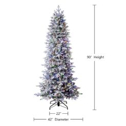 Tree Classics by Balsam Hill 7.5-ft Slim Flocked Snowy Redwood Pre-lit Artificial Christmas Tree with Color Changing LED Lights