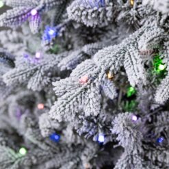 Tree Classics by Balsam Hill 7.5-ft Slim Flocked Snowy Redwood Pre-lit Artificial Christmas Tree with Color Changing LED Lights