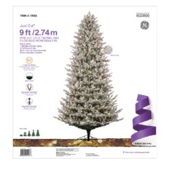 GE 9-ft Flocked Montana Fir Pre-lit Artificial Christmas Tree with White LED Lights