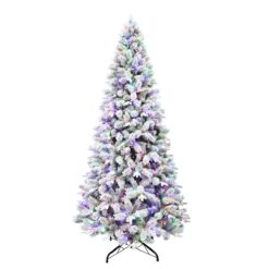 Holiday Living 9-ft Flocked Albany Pine Pre-lit Artificial Christmas Tree with Color Changing LED Lights
