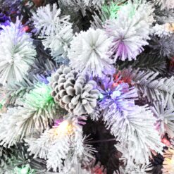 Holiday Living 9-ft Flocked Albany Pine Pre-lit Artificial Christmas Tree with Color Changing LED Lights