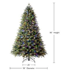 Holiday Living Hayden 7.5-ft Hayden pine Pre-lit Artificial Christmas Tree with Multicolor LED Lights