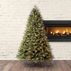 Holiday Living Hayden 7.5-ft Hayden pine Pre-lit Artificial Christmas Tree with Multicolor LED Lights