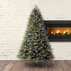 Holiday Living Hayden 7.5-ft Hayden pine Pre-lit Artificial Christmas Tree with Multicolor LED Lights