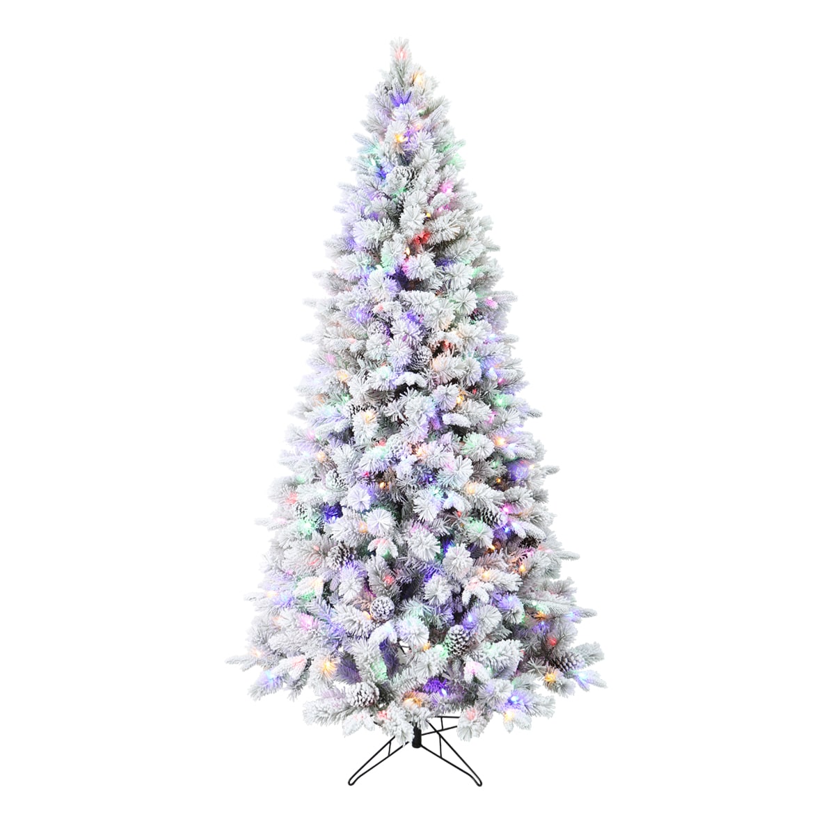 Holiday Living 7.5-ft Albany pine Pre-lit Flocked Artificial Christmas Tree with Multicolor LED Lights