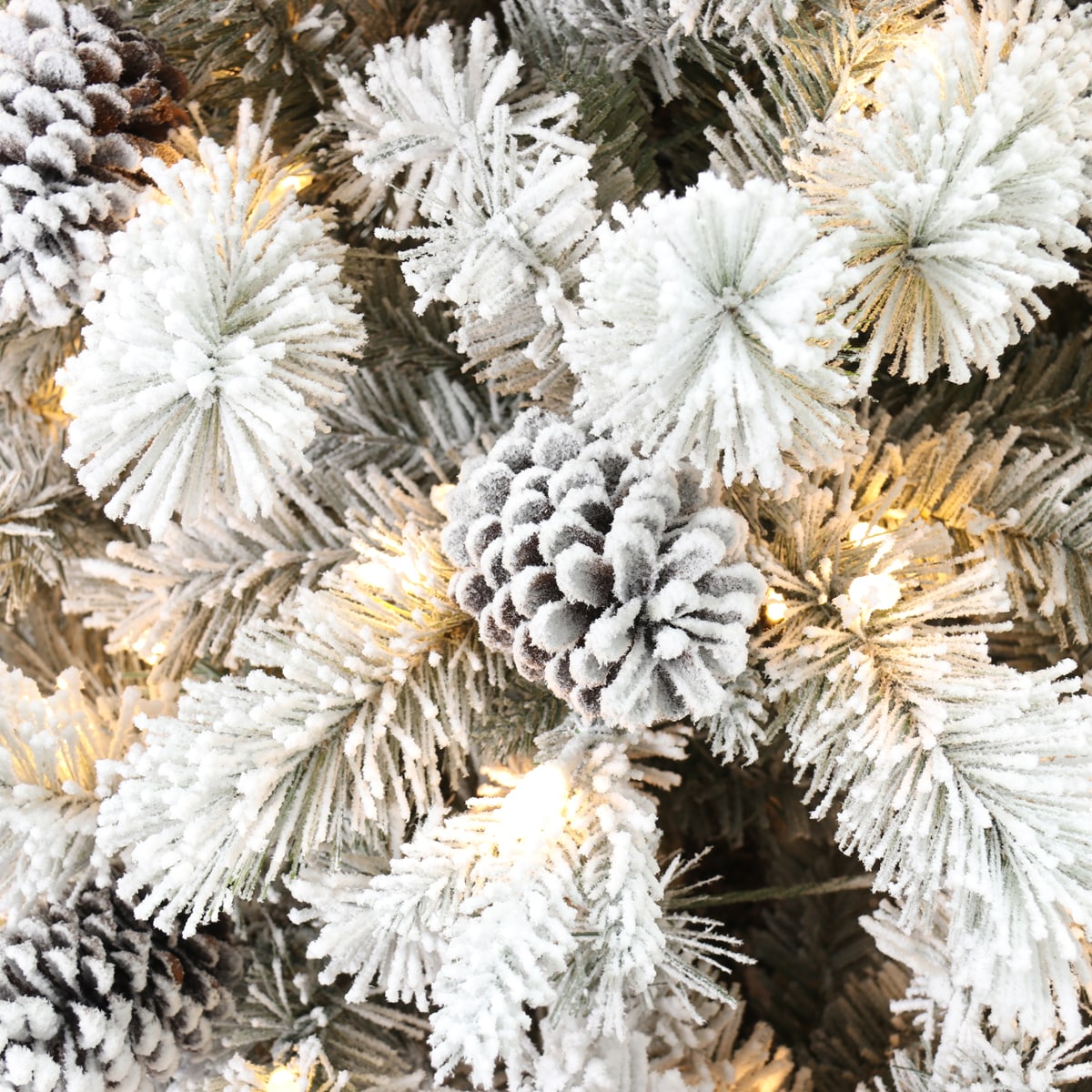 Holiday Living 7.5-ft Albany pine Pre-lit Flocked Artificial Christmas Tree with Multicolor LED Lights