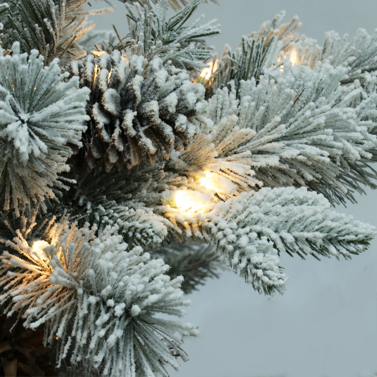 Holiday Living 7.5-ft Albany pine Pre-lit Flocked Artificial Christmas Tree with Multicolor LED Lights