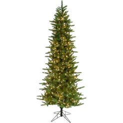 Fraser Hill Farm 9-ft Carmel pine Pre-lit Slim Artificial Christmas Tree with Clear Incandescent Lights