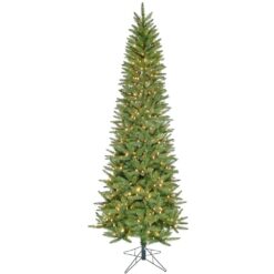 Fraser Hill Farm 9-ft Winter falls Pre-lit Slim Artificial Christmas Tree with White LED Lights