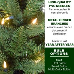 Fraser Hill Farm 9-ft Winter falls Pre-lit Slim Artificial Christmas Tree with White LED Lights