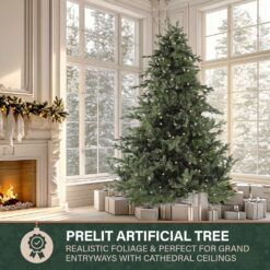 Fraser Hill Farm 12.0-ft Foxtail pine Pre-lit Artificial Christmas Tree with Clear Incandescent Lights