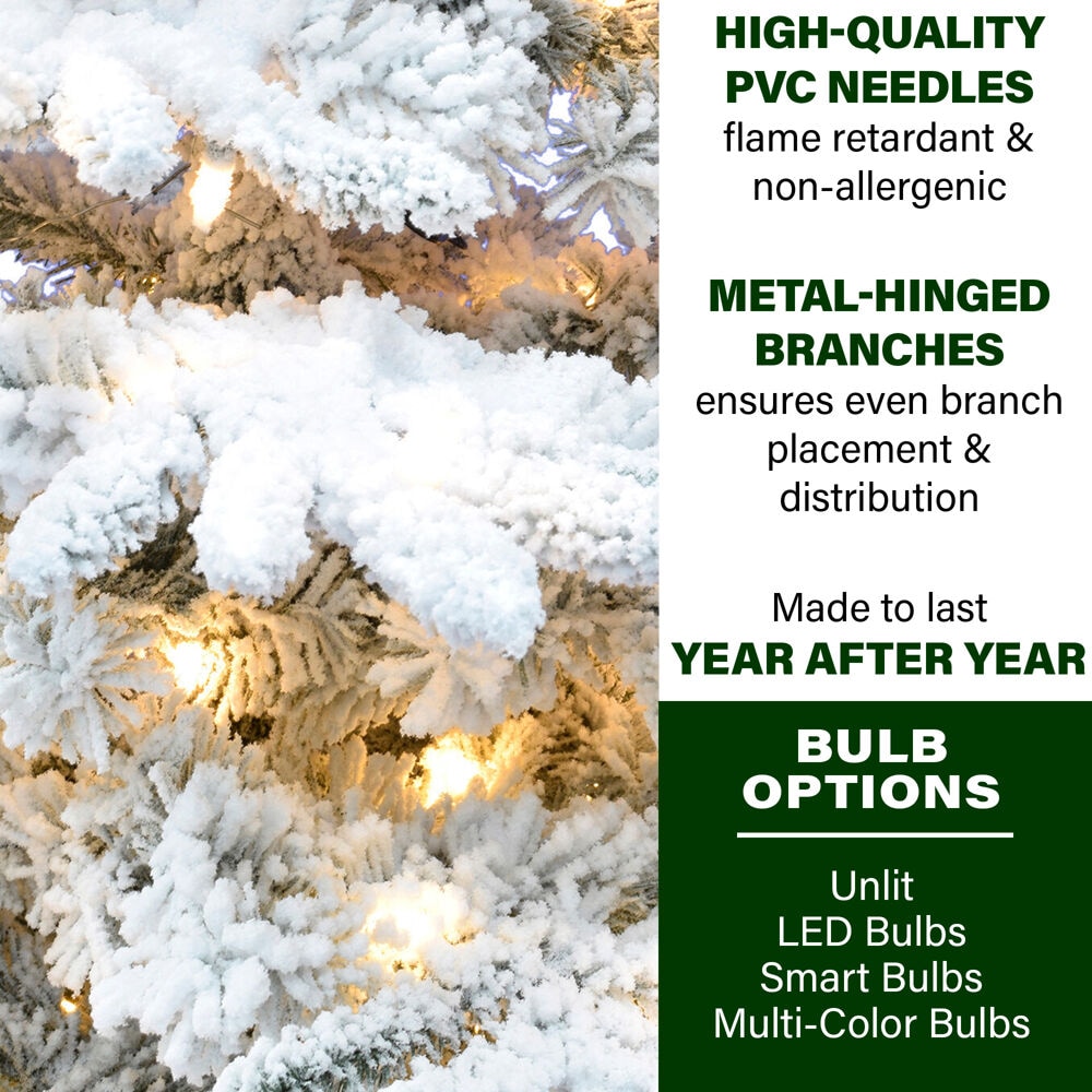 Fraser Hill Farm 12-ft Valley pine Pre-lit Flocked White Artificial Christmas Tree with White LED Lights
