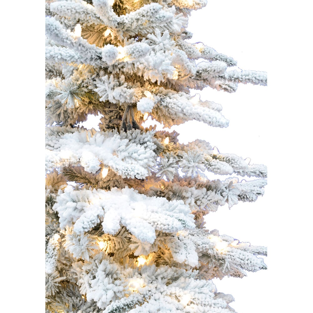 Fraser Hill Farm 12-ft Valley pine Pre-lit Flocked White Artificial Christmas Tree with White LED Lights