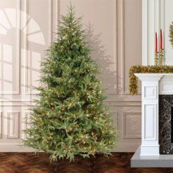 National Tree Company 7.5-ft Fraser fir Pre-lit Artificial Christmas Tree with Multicolor LED Lights
