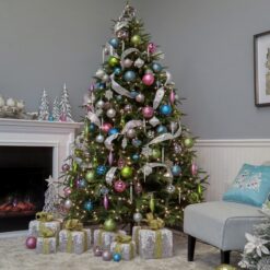 National Tree Company 7.5-ft Fraser fir Pre-lit Artificial Christmas Tree with Multicolor LED Lights