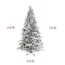 Fraser Hill Farm 7.5-ft Mountain pine Pre-lit Flocked Artificial Christmas Tree with Clear Incandescent Lights