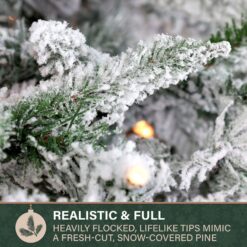 Fraser Hill Farm 7.5-ft Mountain pine Pre-lit Flocked Artificial Christmas Tree with Clear Incandescent Lights