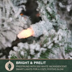 Fraser Hill Farm 7.5-ft Mountain pine Pre-lit Flocked Artificial Christmas Tree with Clear Incandescent Lights